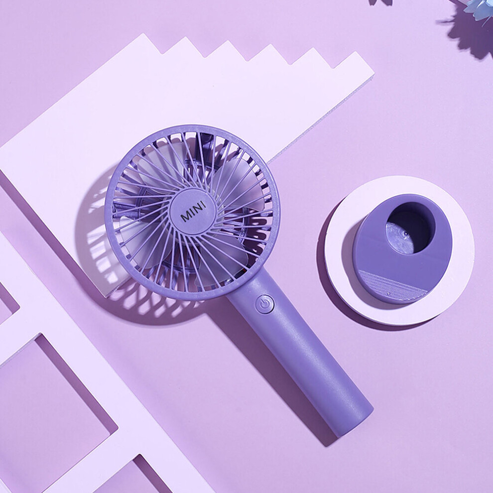 (Purple) USB Rechargeable Fan Air Cooler Mini Portable Hand Held Desk Fan Battery Powered