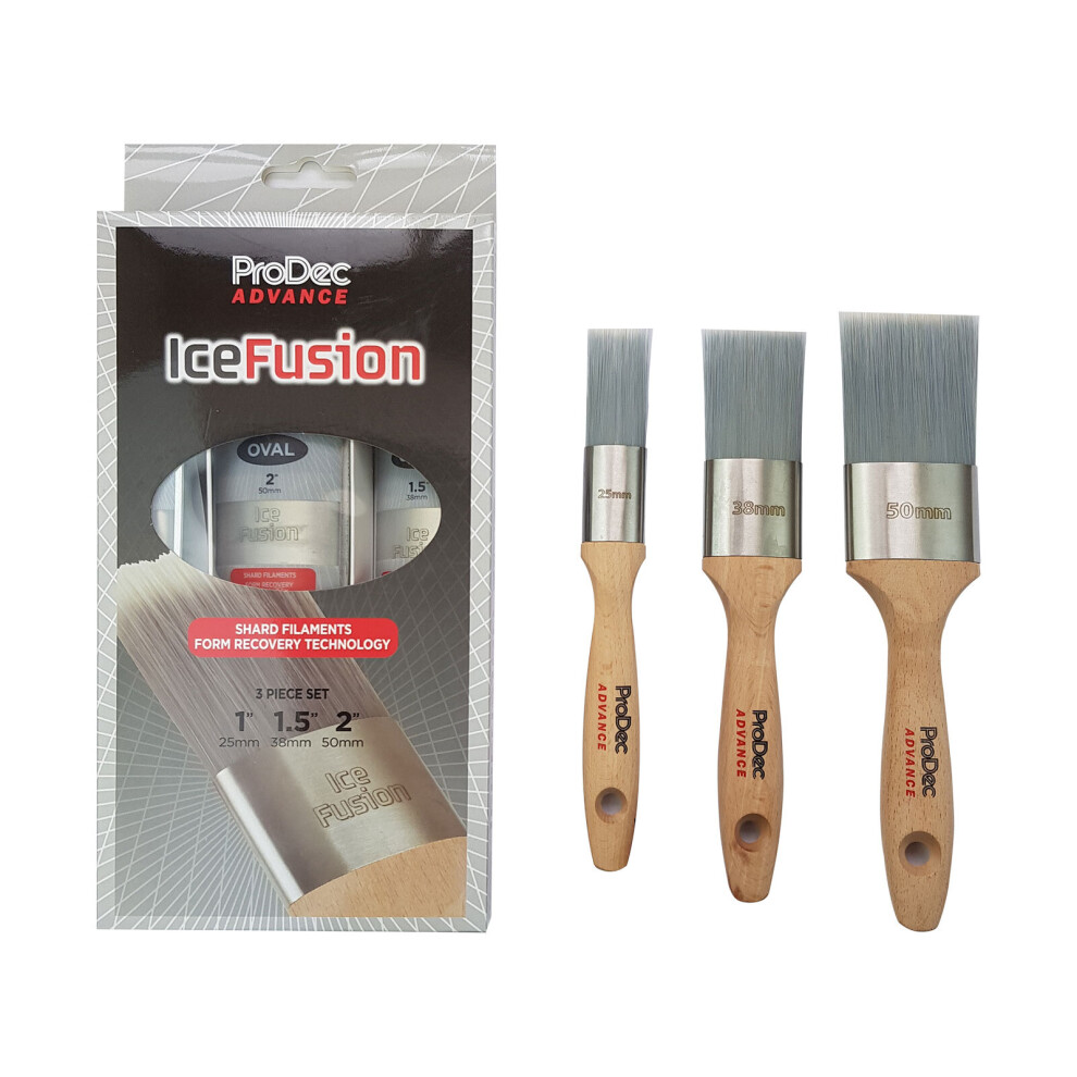 (Oval (3 Pack 1", 1.5" & 2")) PRODEC Advance Ice Fusion Paint Brushes Oval Cutting In Woodworker 1", 1.5", 2"