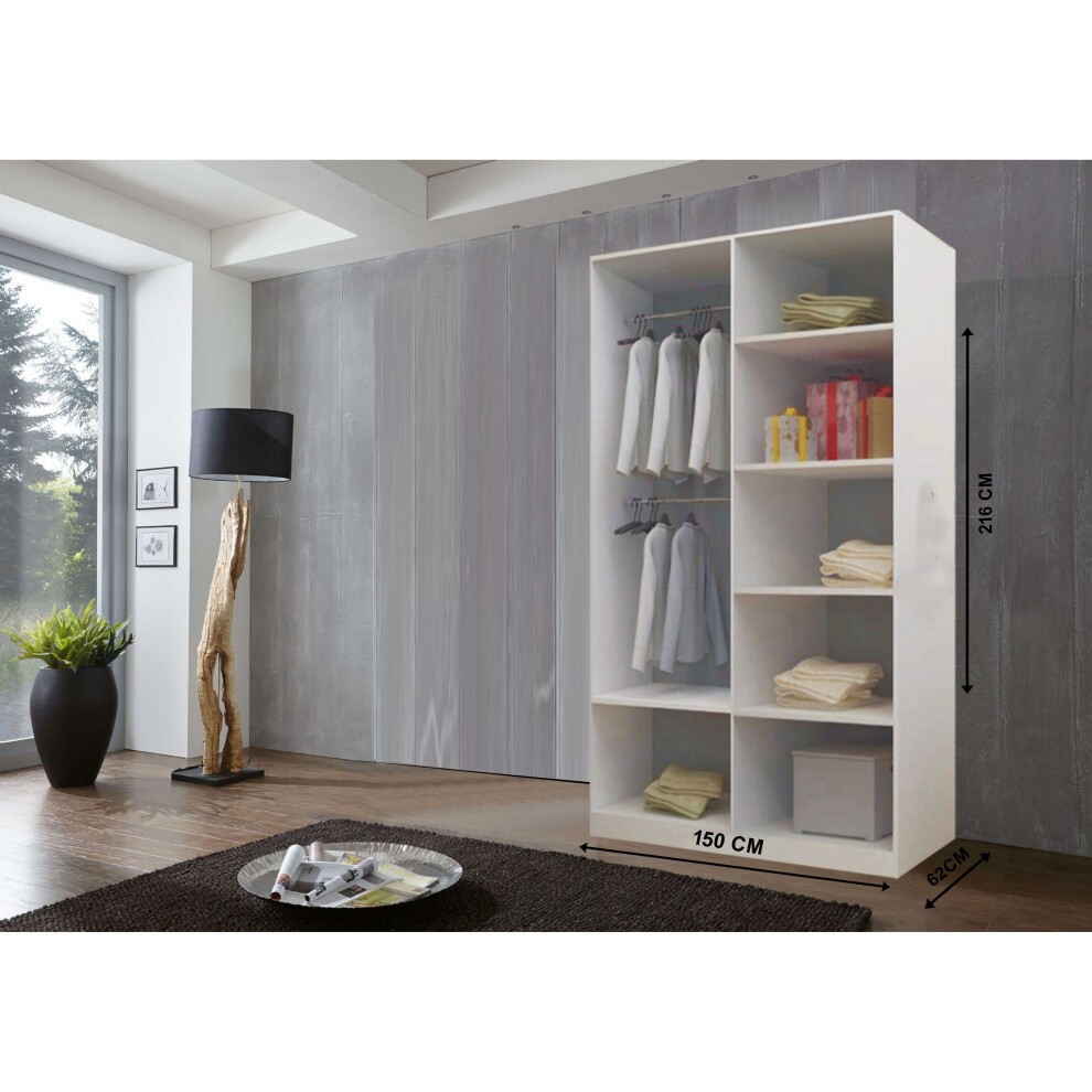 (150 cm, Oak/Sonoma) Lyon 2 and 3 Door Sliding Mirror Wardrobe