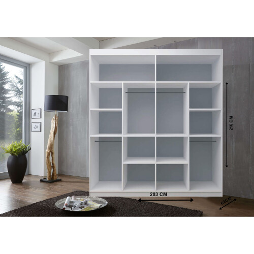 FHIF (203 cm, Grey) Lyon 2 and 3 Door Sliding Mirror Wardrobe 1