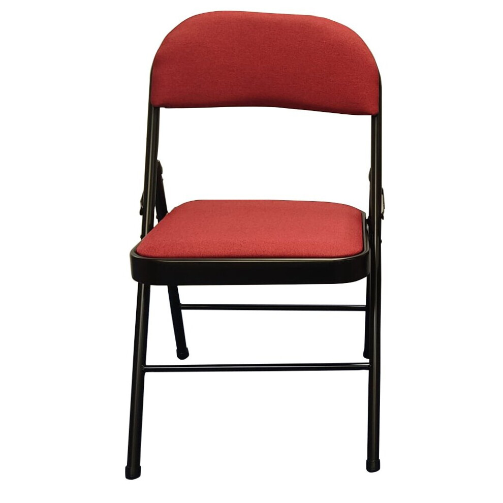 (Steel Frame Folding Chair with Red Fabric Seat) Steel Frame Folding Chair with Fabric Seat