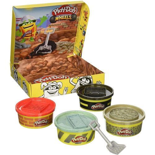 Hasbro Play Doh Wheels Construction Site Putty 4 Pack With Extra-Large Cans
