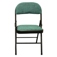 (Steel Frame Folding Chair with Green Fabric Seat) Steel Frame Folding Chair with Fabric Seat