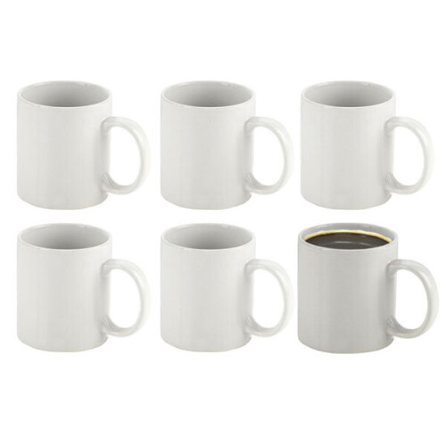 Sabichi 6 White Tea Coffee Mugs Stoneware