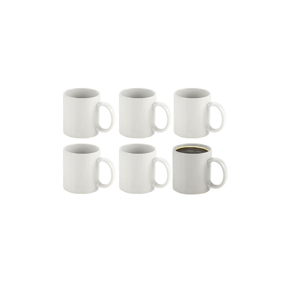 Sabichi 6 White Tea Coffee Mugs Stoneware