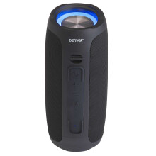 (Black) Denver BTV-220 Portable Bluetooth Speaker Cannon, LED Lights, Rechargeable, USB & Micro SD, AUX In, Handsfree Speaker Phone