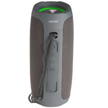 (Grey) Denver BTV-220 Portable Bluetooth Speaker Cannon, LED Lights, Rechargeable, USB & Micro SD, AUX In, Handsfree Speaker Phone
