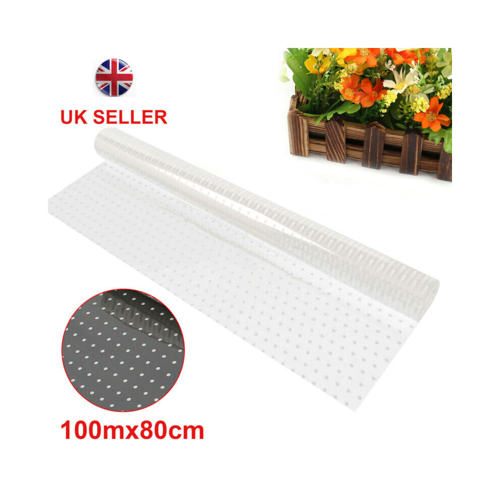 New 100M X80cm Dot Cellophane Roll Florist Craft Film Plain Wrap White