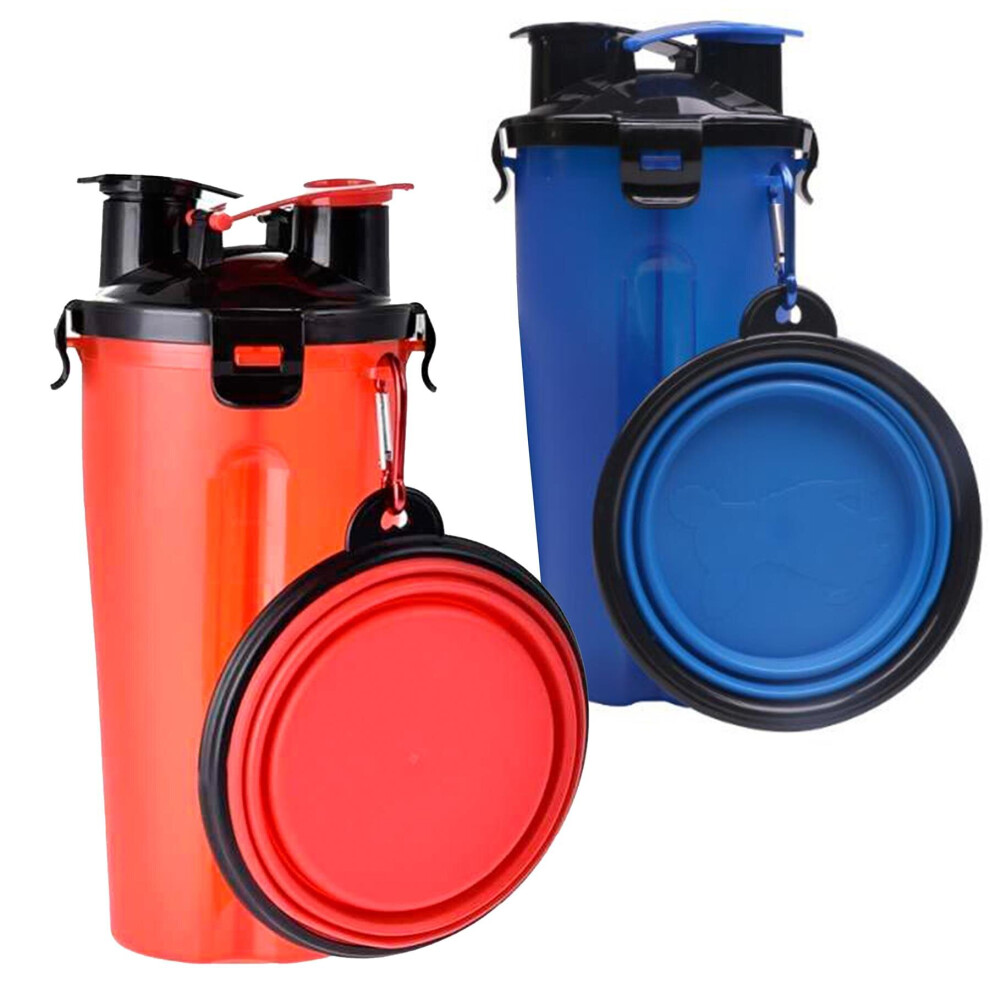 Geezy Travel Water Bottle 2 In 1 Collapsible Bowl Pets Dog Cat Food Portable Hiking