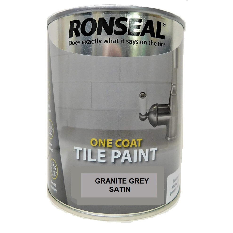 Ronseal Water Based One Coat Tile Paint Granite Grey Satin 750ml