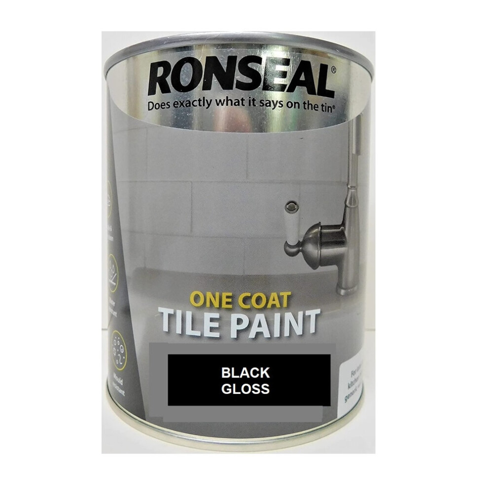 Ronseal Water Based One Coat Tile Paint Gloss Black 750ml