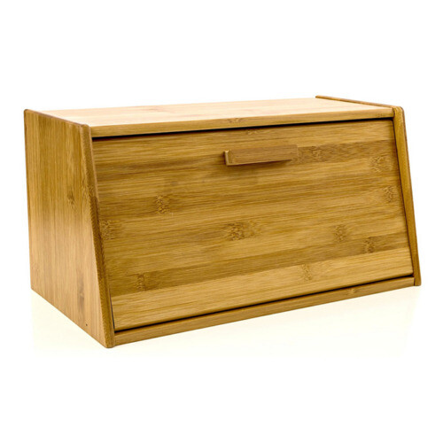 BREAD BIN BAMBOO WOODEN STORAGE BOX WITH LIFT UP OR DROP DOWN LID on OnBuy