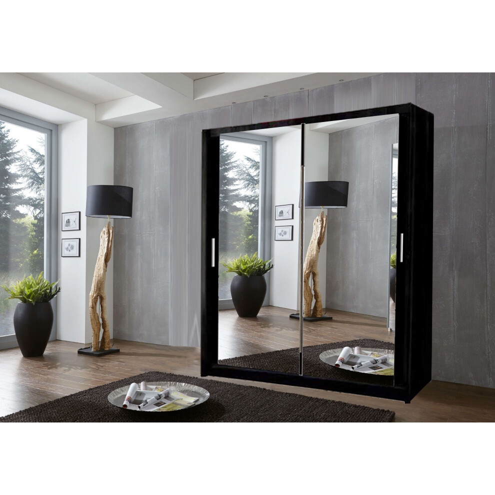 (150 cm, Black) Modern Milan Wardrobe In 6 Sizes 4 Colors