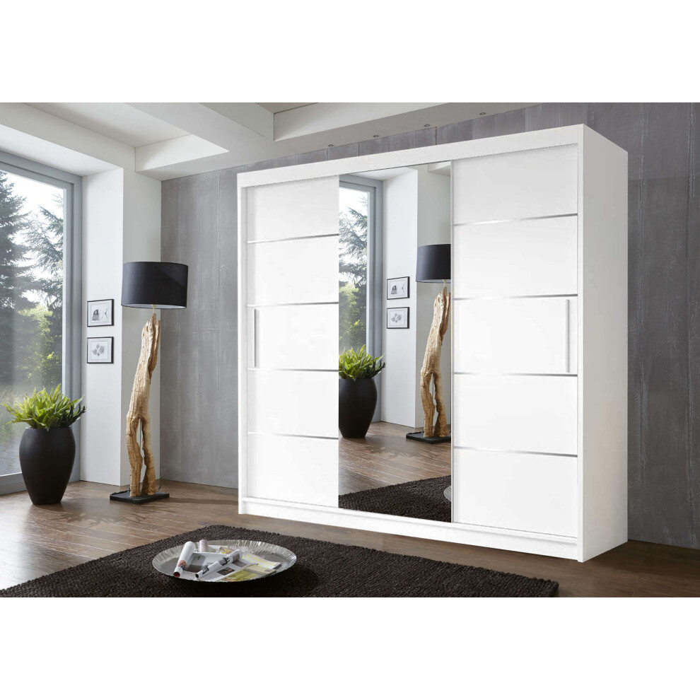 (250 cm, White) Oslo Sliding Door Wardrobe In 4 sizes and 4 Colors