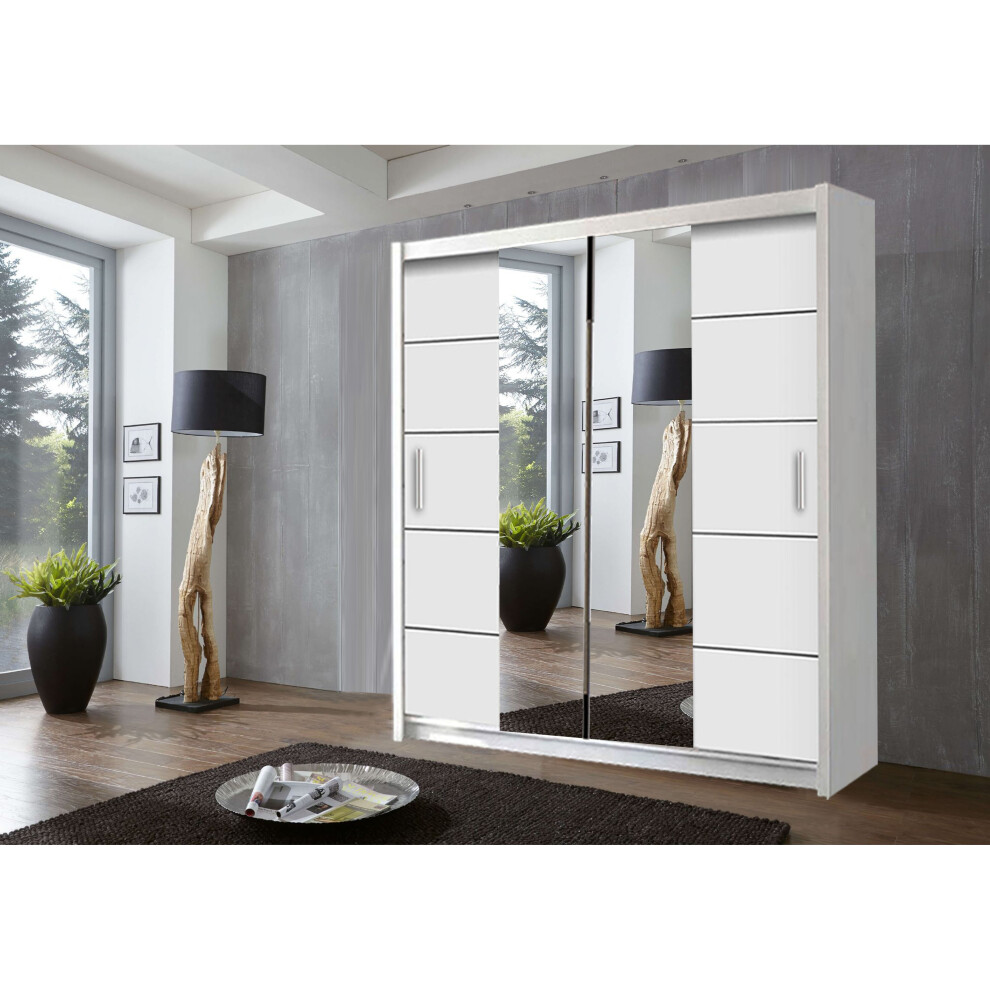 (150 cm, White) Oslo Sliding Door Wardrobe In 4 sizes and 4 Colors