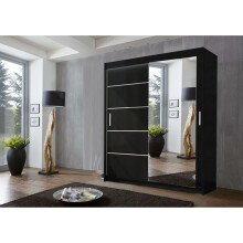 (180 cm, Black) Lyon 2 and 3 Door Sliding Mirror Wardrobe