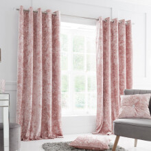 Crushed Velvet Eyelet Curtains Blush 66" x 54"