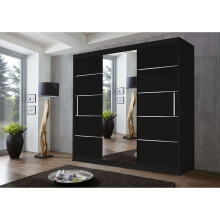 (250 cm, Black) Lyon 2 and 3 Door Sliding Mirror Wardrobe