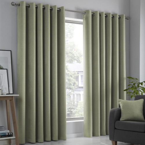 Strata Eyelet Curtains Green 46" x 90"