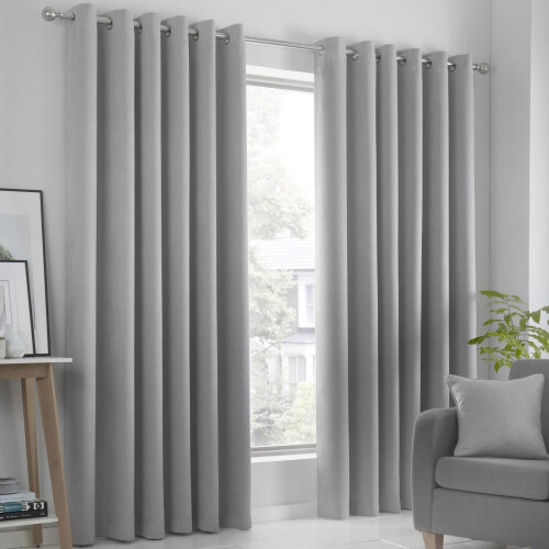 Strata Eyelet Curtains Silver 66" x 54"