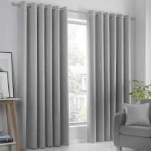 Strata Eyelet Curtains Silver 66" x 72"