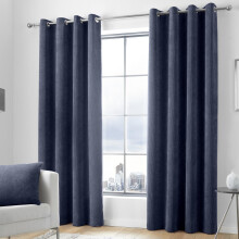 Kilbride Cord Eyelet Curtains Navy 66" x 54"