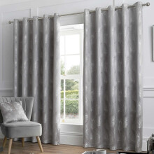 Feather Eyelet Curtains Silver 66" x 72"