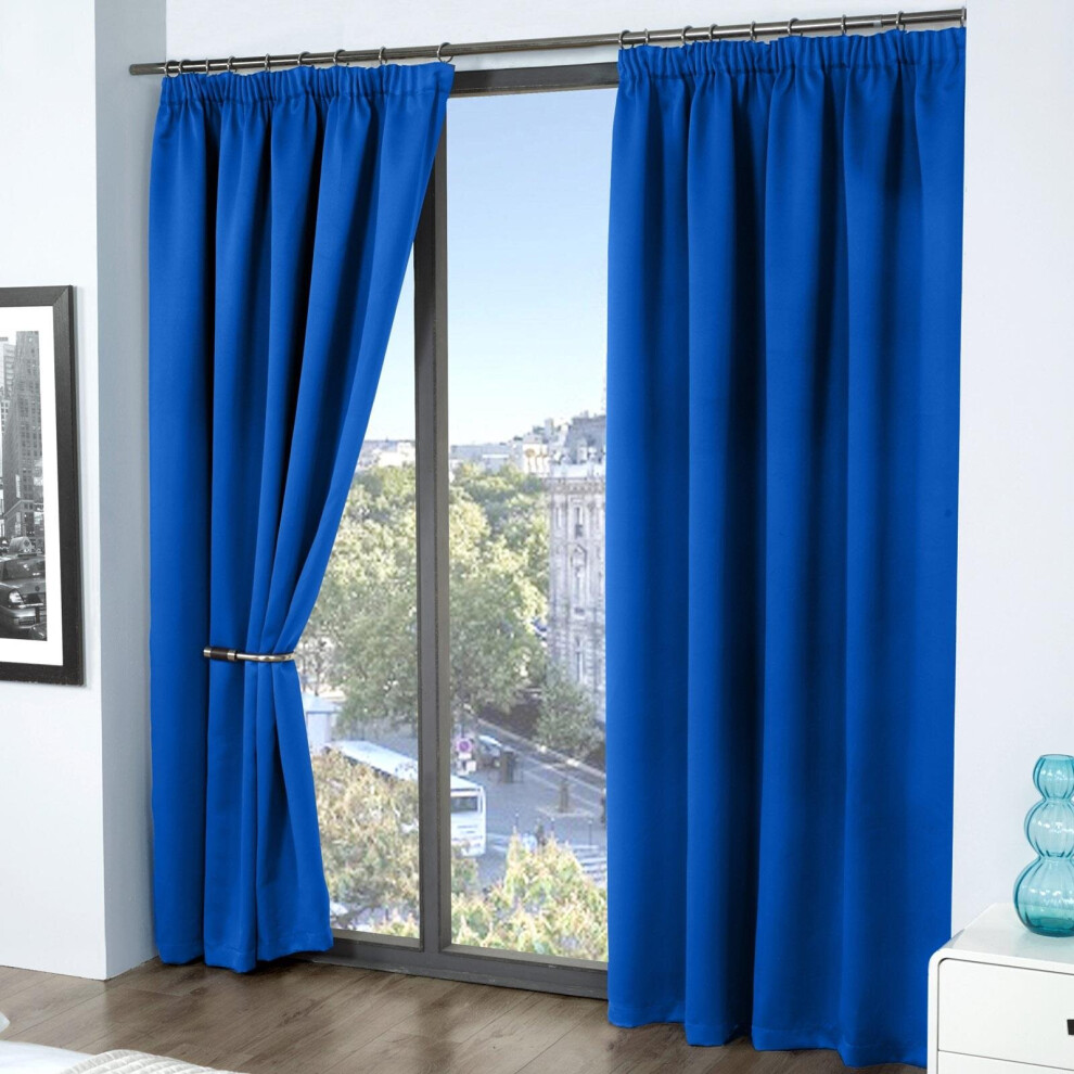 Cali Blackout Pencil Pleat Curtains Blue 66" x 72"