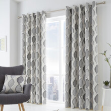 Lennox Eyelet Curtains Grey 46" x 72"