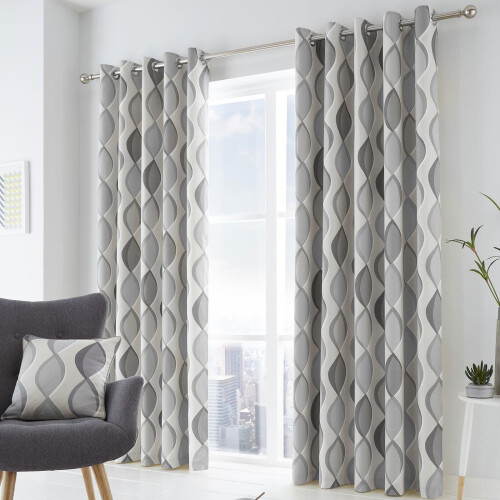Lennox Eyelet Curtains Grey 46" x 72"