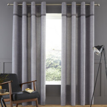 Melville Woven Eyelet Curtains Grey 46" x 54"