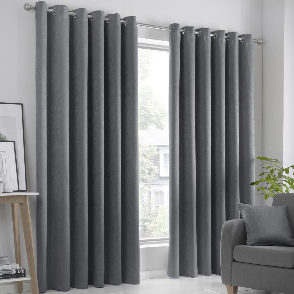 Strata Eyelet Curtains Charcoal 46" x 72"-image-OPC-P887J7N-NEW
