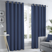 Sorbonne Eyelet Curtains Navy 66" x 72"