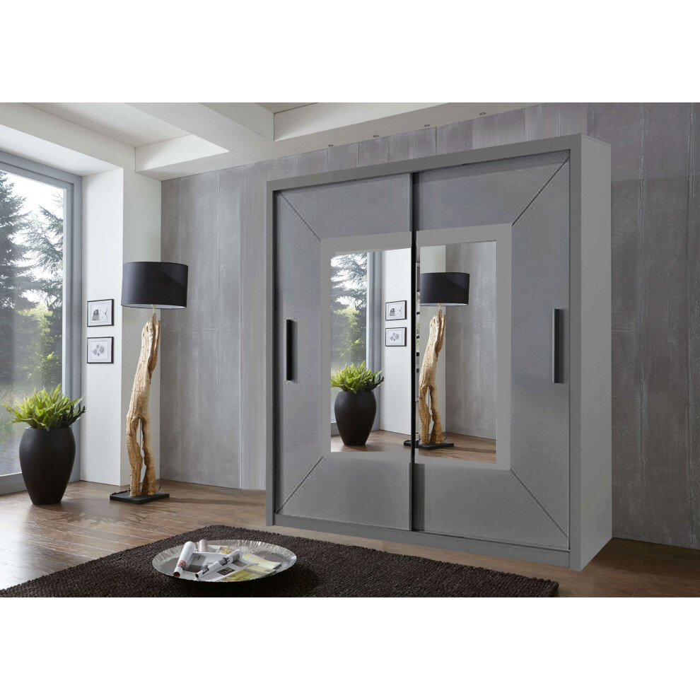 (180 cm, Grey) Venice Sliding Door Wardrobe In 3 Size 3 Color