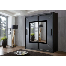 (180 cm, Black) Venice Sliding Door Wardrobe In 3 Size 3 Color