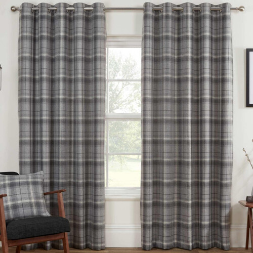 Carnoustie Eyelet Curtains Grey 46" x 72"