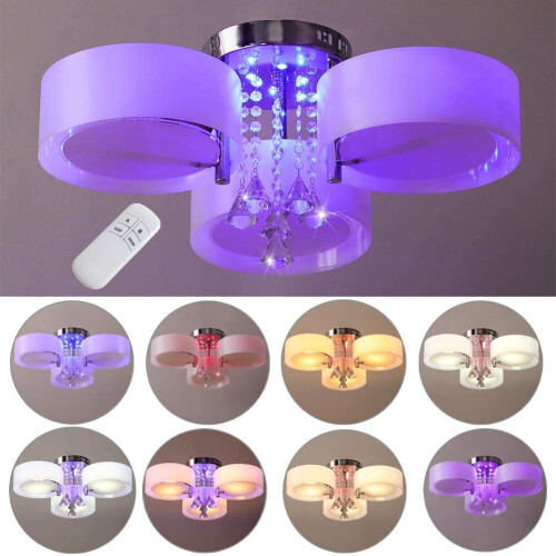 Living And Home Chandelier Light Shade LED Crystal Ceiling Lights + Remote 2