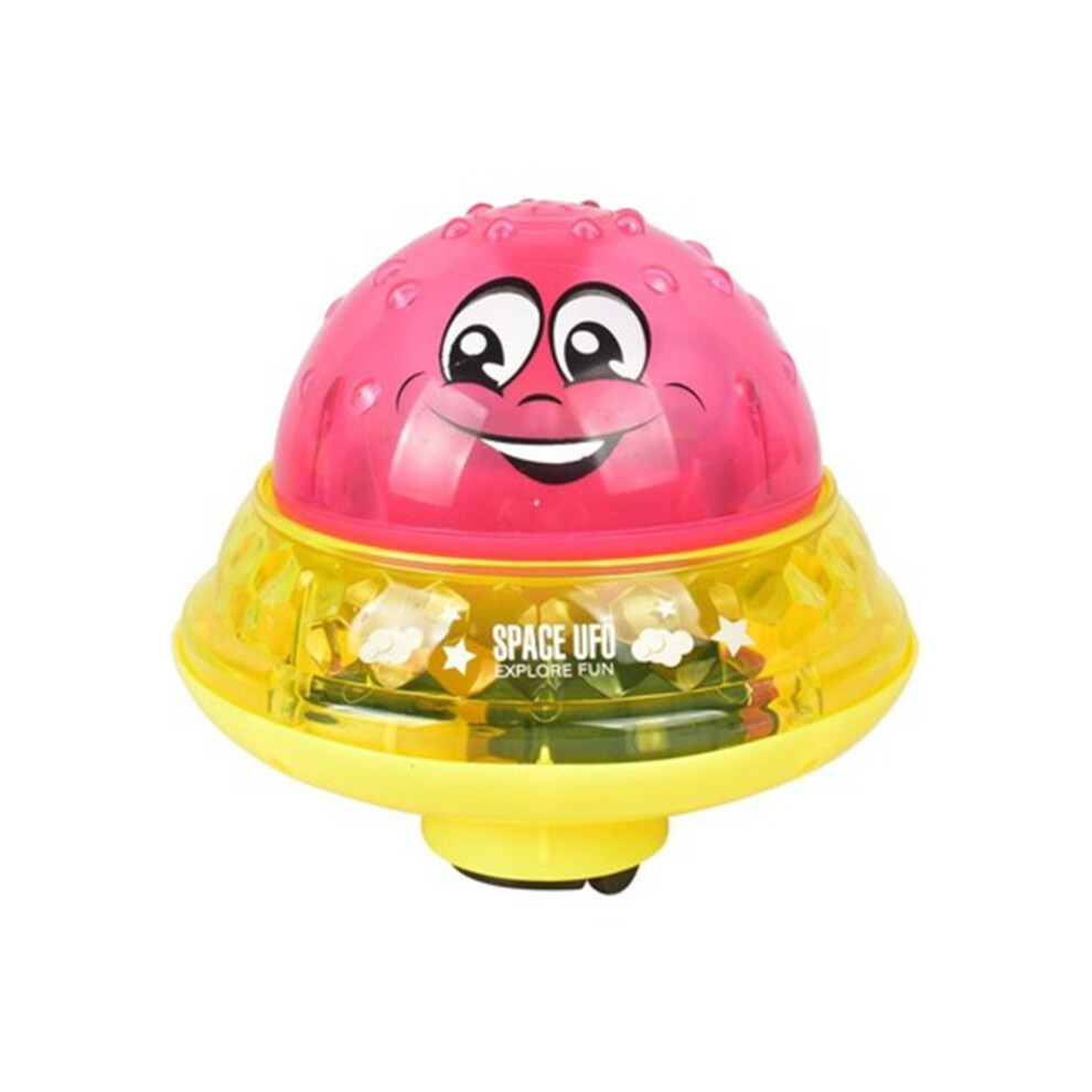 (/) 2 In 1 Induction Water Spray Toy & Space Ufo Car Toys With Led Musical Fountain Toy Automatic Induction Sprinkler Bath Toy Red/Yellow/Light