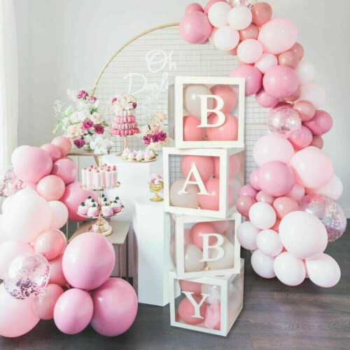 4pcs Baby Box Decoration Transparent Cardboard Gift Balloon Boxes