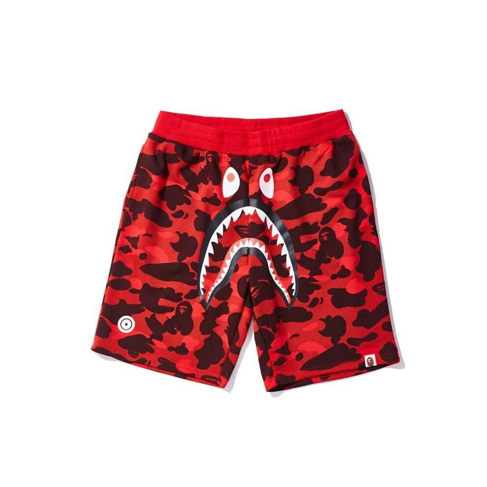 (Red, L) Summer casual camouflage shark head print shorts youth