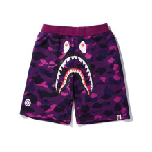 (Purple, M) Summer casual camouflage shark head print shorts youth