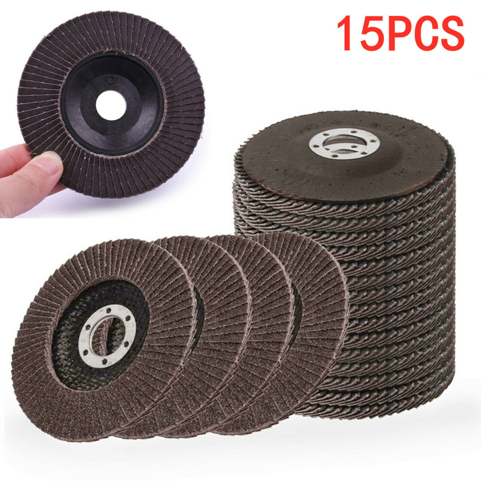 15PCS FLAP GRINDING SANDING DISCS 115mm 4.5" 40 60 80 GRIT