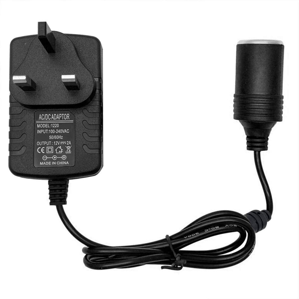 Car Plug Adapter, 240V 2A AC Mains to 12V DC Car Converter Cigarette Lighter Socket Voltage Converter Power Adapter