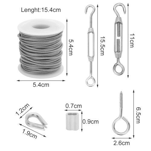 50ft Stainless Steel Garden Wire Cable Railing Rope Turnbuckle Wire