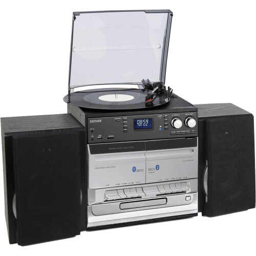 Denver Denver DAB / DAB+ Record Player Turntable, Cassette Player, CD Player HiFi with USB Recording & Memory Card Reader
