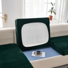 (Dark Green, 1 Seater) Velvet sofa cushion cover sofa non-slip cover