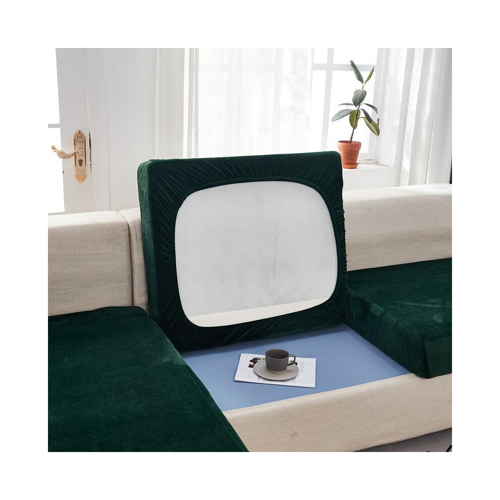 (Dark Green, 1 Seater) Velvet sofa cushion cover sofa non-slip cover