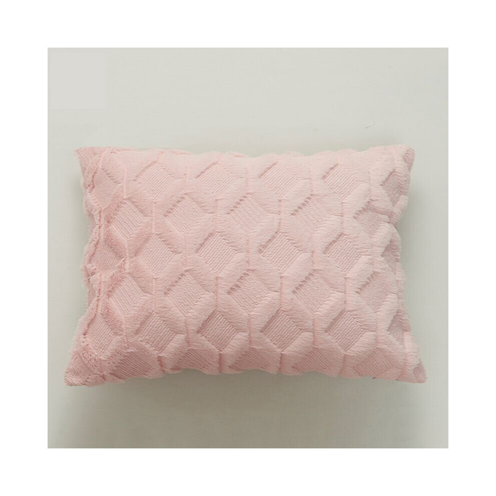 (Pink 30*50cm) Diamond pattern plush pillowcase sofa cushion cover