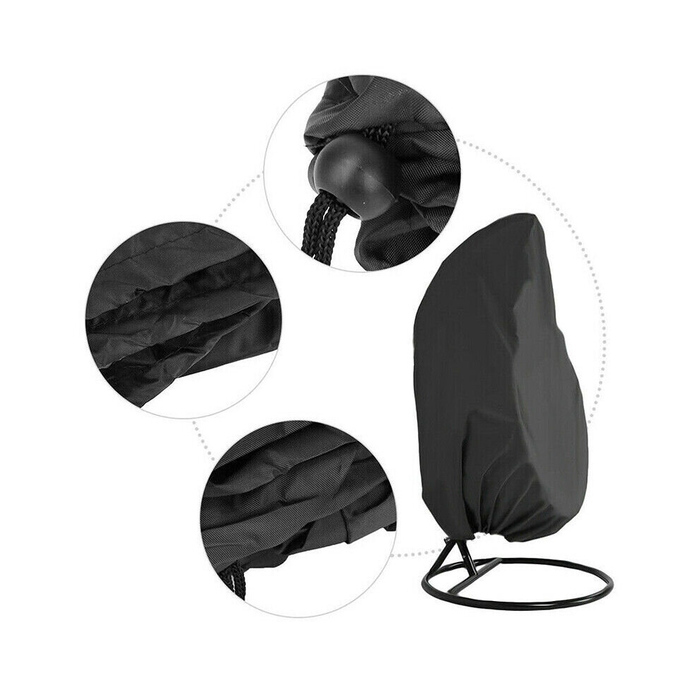 (Black, 115*190CM) Hanging Swing Egg Chair Cover Garden Patio Outdoor Rain UV Sun Rain Protector