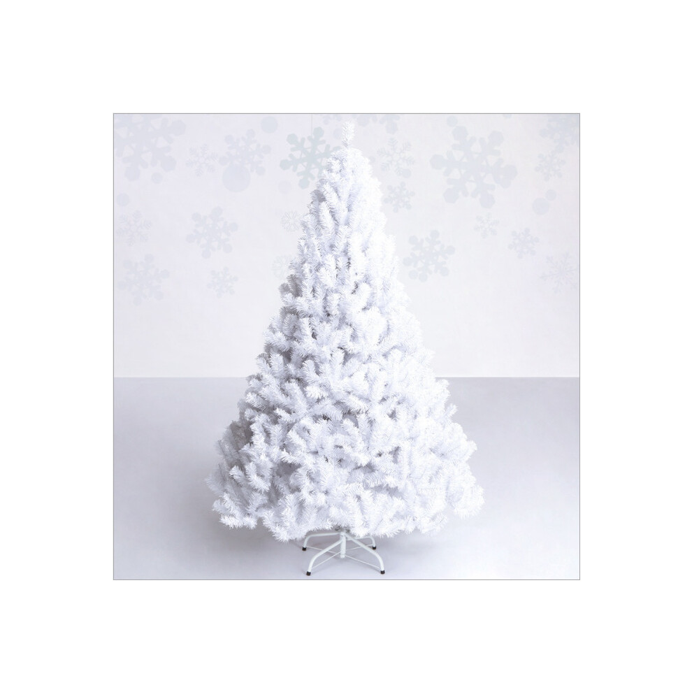 (210Cm/7Ft) Artificial Christmas Tree Traditional Gift Bushy Home Decoration 150-240Cm With Metal Stand White